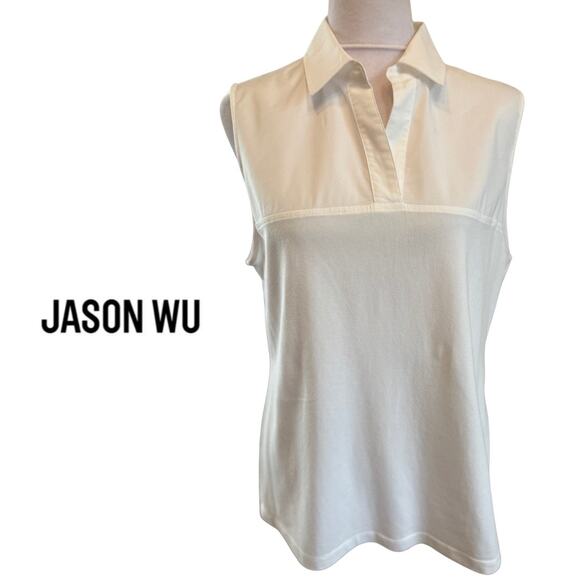 Hinson Wu Jane Sleeveless Foundation layer White Sleeveless Blouse Medium M EUC - Picture 3 of 7